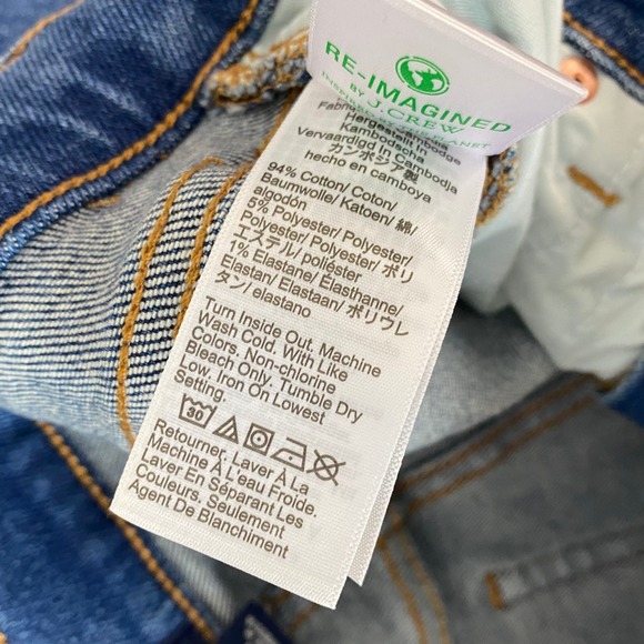J.Crew Factory Stovepipe Straight Jeans Blue Raw Hem High Rise Stretch Size 29 - Picture 7 of 8